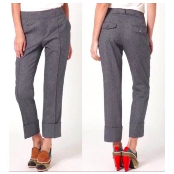 Anthropologie Cartonnier Wool blend wide leg Cuffed lined Pants‎ . Sz 6 EUC - Picture 1 of 11
